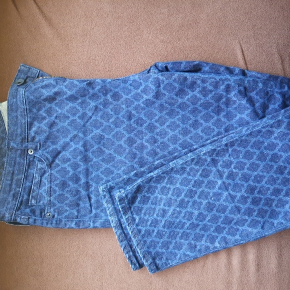 Womens Blue Patterned Jeans Size 14